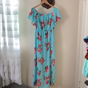 Brand new high slit off the shoulder maxi